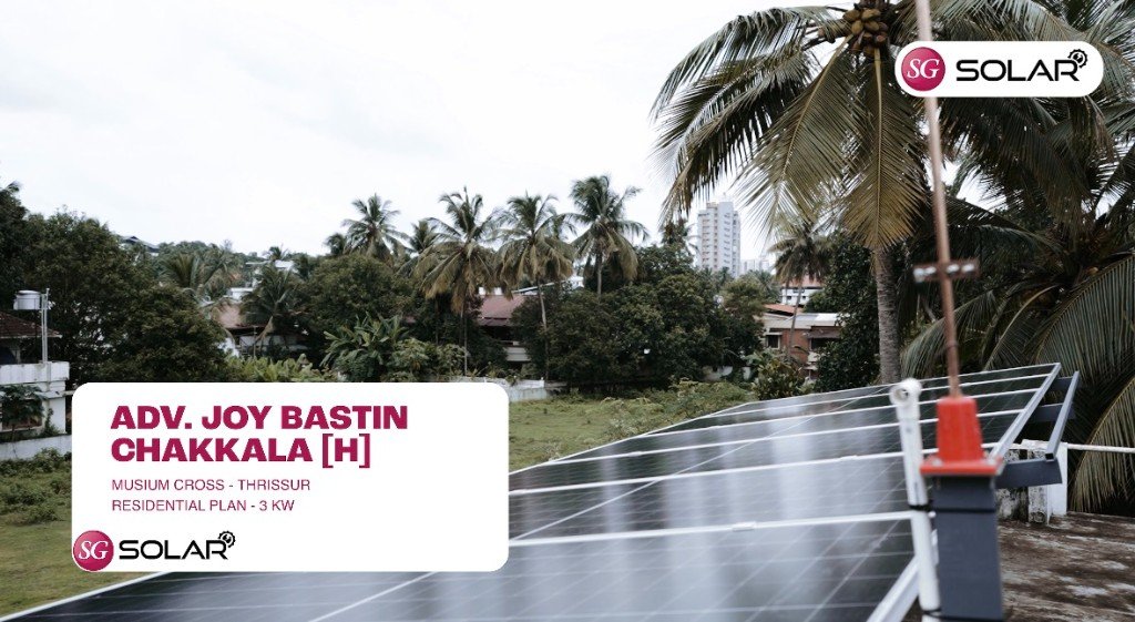 3 KW residential solar at Adv. Joy Bastin Chakkala home, Musium Cross Thrissur